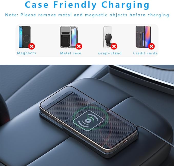 Wireless Charging Pad for Car for Toyota 4Runner 2000-2025, Non-Slip Type C/USB 20W Fast Phone Charging Pad DIY Trim-to-Fit No Interior Damage,B&Type-C