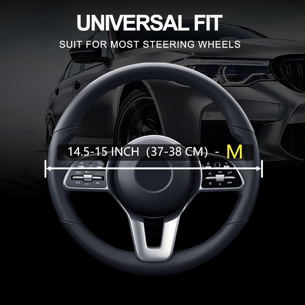 Leather Car Steering Wheel Cover, Non-Slip Car Wheel Cover Protector Breathable Microfiber Leather Universal Fit for Most Cars (Purple-2)
