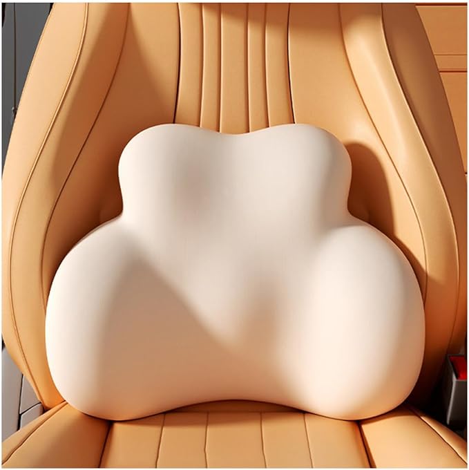 Car Lumbar Support Pillow for Mercedes-Benz C216 CL-Class 2006-2010 2011 2012 2013 2014 Memory Foam Back Support Cushion Breathable Car Seat Lumbar Pad Accessories,Beige