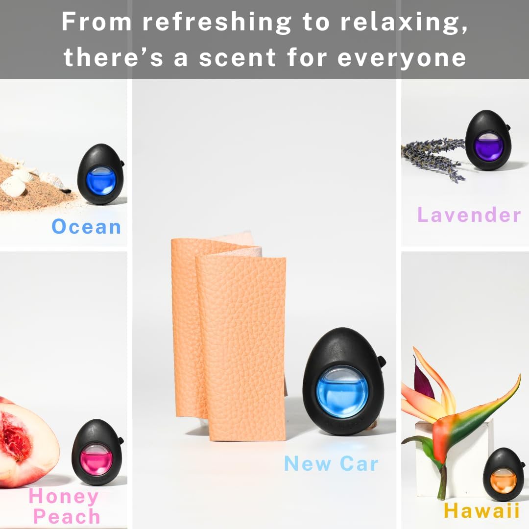 Air Jungles Car Air Freshener Vent Clip 5 Count, Variety Pack – New Car, Ocean, Lavender, Honey Peach, Hawaii Mahalo, 4 ml Each, Long-Lasting Odor Eliminator, Up to 150 Days Freshness for Auto