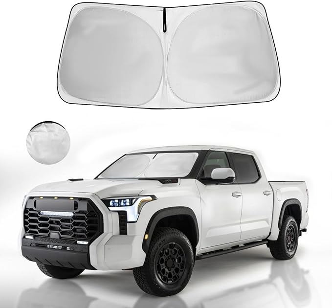 Upgraded Windshield Sun Shade Fit 2021 2020 2019 2017 2016-2007 Toyota Tundra Limited SR5 Platinum TRD Pro Pickup Front Window Sunshade Truck Accessories Sun Visor UV Protector Heat Shield Cover