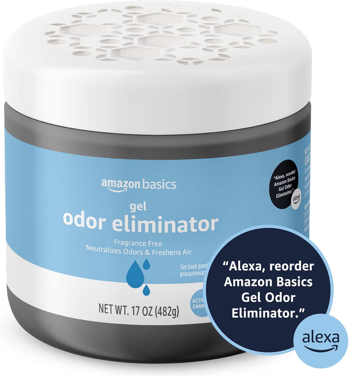 Amazon Basics Gel Odor Eliminator, Activated Charcoal, Fragrance Free, 17 Oz, Pack of 1