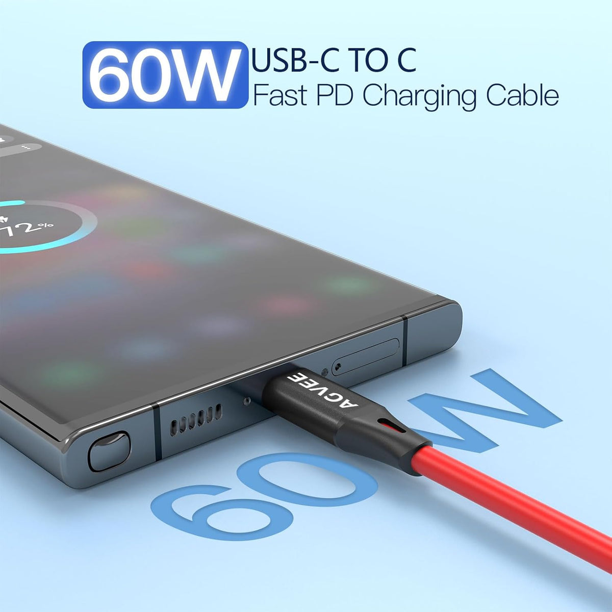 AGVEE 3ft Coiled Short USB-C to USB-C Charging Cable [USB-IF Certified] 60W PD Fast Charger Cord in Car for iPhone 16/15 CarPlay, Galaxy S25 S24 S23 S22 S21 S10 S9 S8, Google Pixel, Red