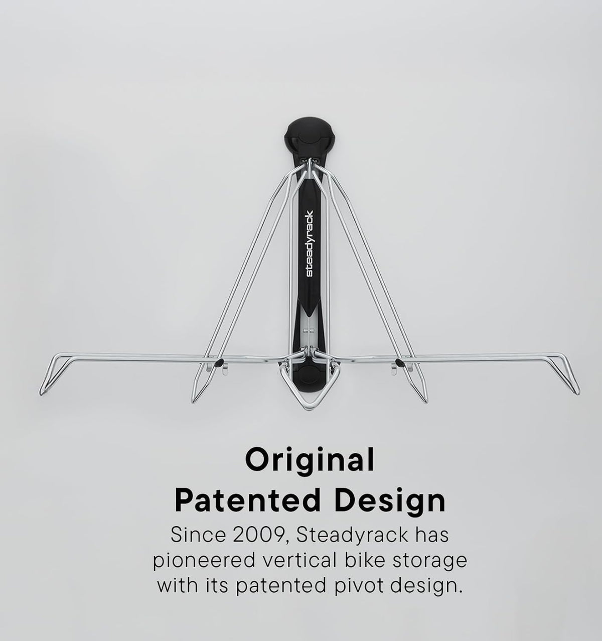 Steadyrack Bike Rack for Mountain Bikes - The Original Wall Mounted Vertical Bike Storage - Fits Wide Tires - Space Saving Pivot Design - Heavy-Duty Steel Rack for Indoor Garage, Apartment or Home Use