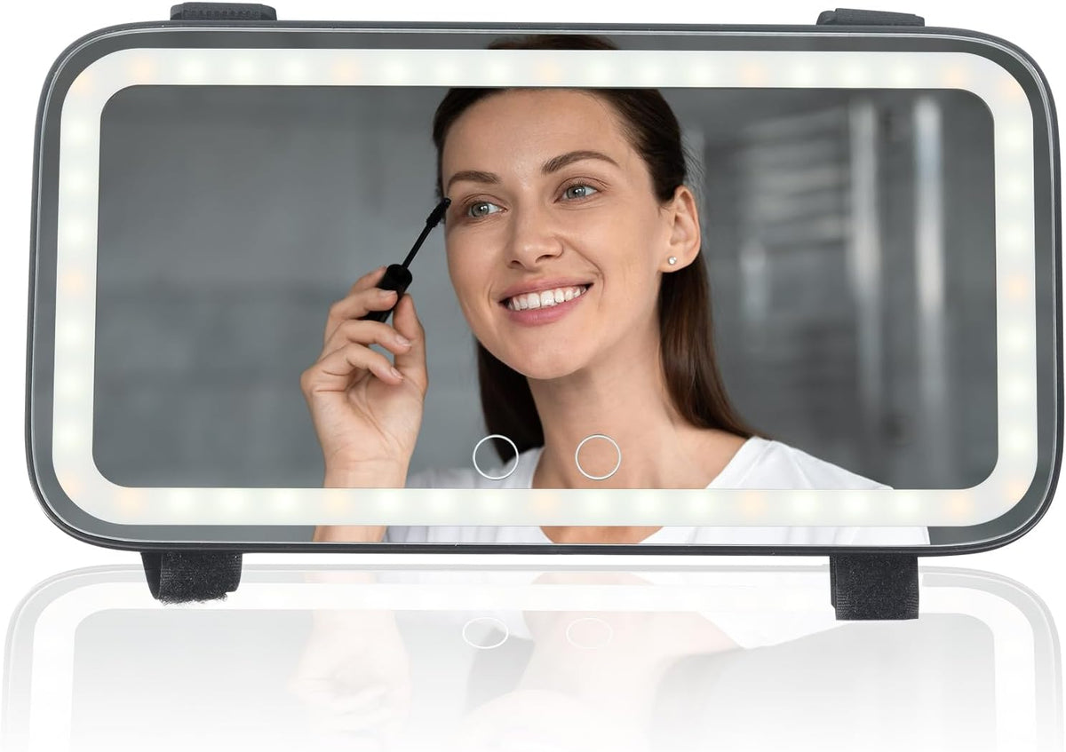 Car Visor Vanity Mirror with Light,LED Sun Visor Mirror,Truck Makeup Mirrors with 3 Light Modes & Dimmable Touch Screen,Car Accessories for Women and Girl