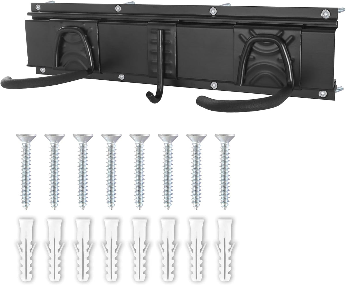 Bike Storage Rack Wall Mount Garage Hanger for 2 Bicycles & 1 Helmets, Adjustable Bike Rack Holds Up to 100Lbs
