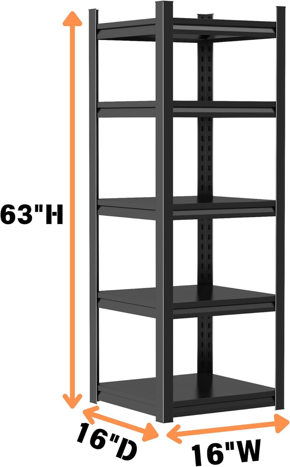 Metal Garage Shelving Unit, Heavy Duty 5-Tier Adjustable Storage Rack, Steel Shelving,2000 lbs Capacity, Industrial Shelves for Heavy Tools and Equipment (5-Tier 63" H x16 W x 16" D)