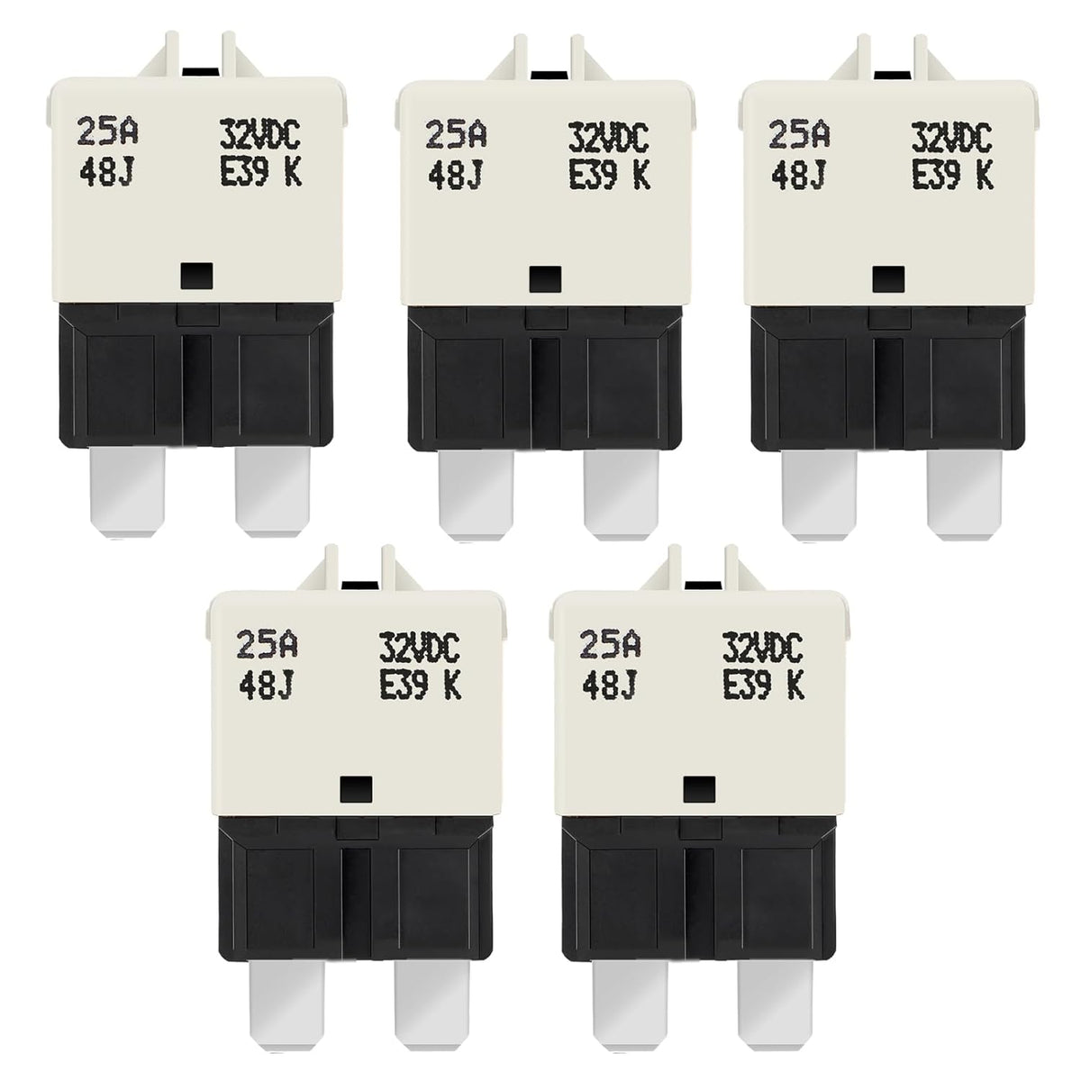 GLOSO Circuit Breaker Fuse E39 (T3) Manual Reset for Car Truck RV Automotive Marine Boat Trolling Motor & Custom Wiring Audio Battery Protection/Low Profile ATC/ATO (25A - 5 Pack)