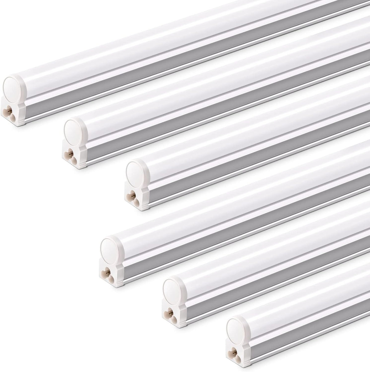 Barrina T5 LED Ceiling Light Fixtures, 2FT, 5000K (Daylight White), 1100LM, 10W, Corded Electric with Built-in ON/Off Switch, Linkable LED Shop Lights for Garage, Workshop, ETL Listed, 6 Packs