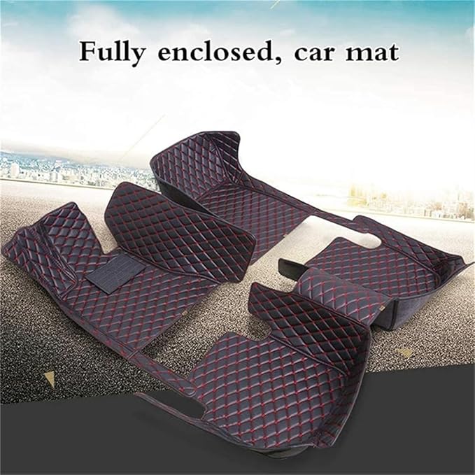 Custom Car Mats All Weather Fit Automotive Floor Mats PU Leather Protector Mat for Most Sedan, SUV, Truck Floor Mats (3D Wine red car mats)
