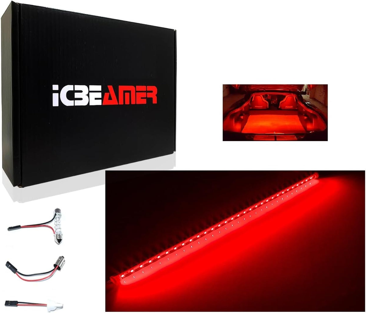 ICBEAMER 12" Red 18 SMDs 2835 LED Strip Light Universal Fit Car Trunk Cargo Area or Interior Illumination