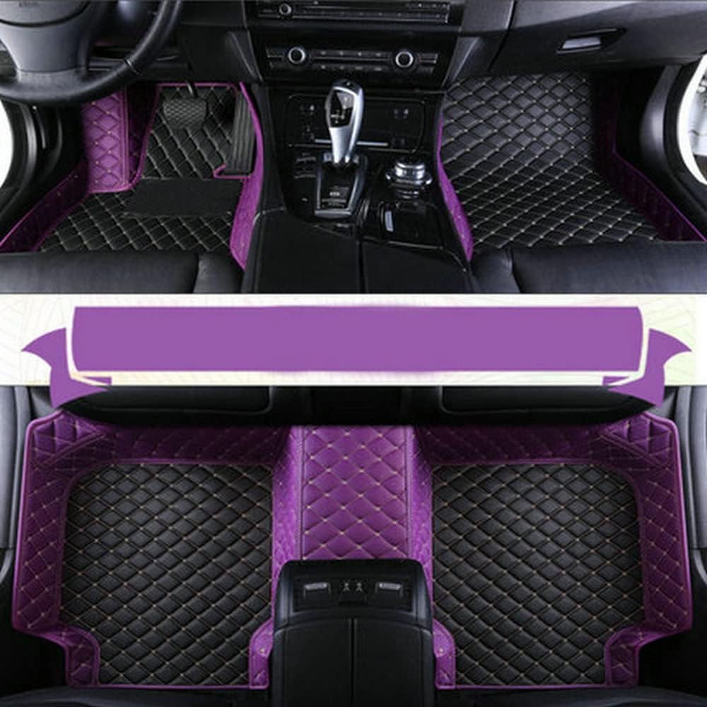 Custom Car Floor Mat Compatible with BMW Mercedes-Benz Toyota Cadillac Lexus Honda Infiniti Nissan Hyundai Kia Audi All Models Cars Sedans SUVs Automotive Mats (Edge Purple Middle Black Beige)