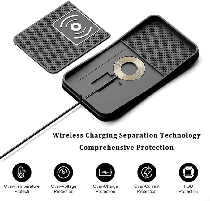 Car Wireless Charger Pad for Chevrolet Malibu 2000-2025, Type-C/USB 20W Fast Wireless Car Charger Pad Non-Slip Cordless Charging Mat,A-30cm Cable Type-C Plug