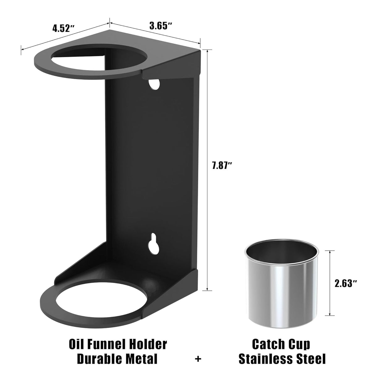 UNITEDPOWER Wall Mount Oil Funnel Holder, Organizer Storage Rack with Removable Collection Cup, Fluid Drain Caddy for Workshop, Shed, Garage, Home (Only Holder, No Funnel)