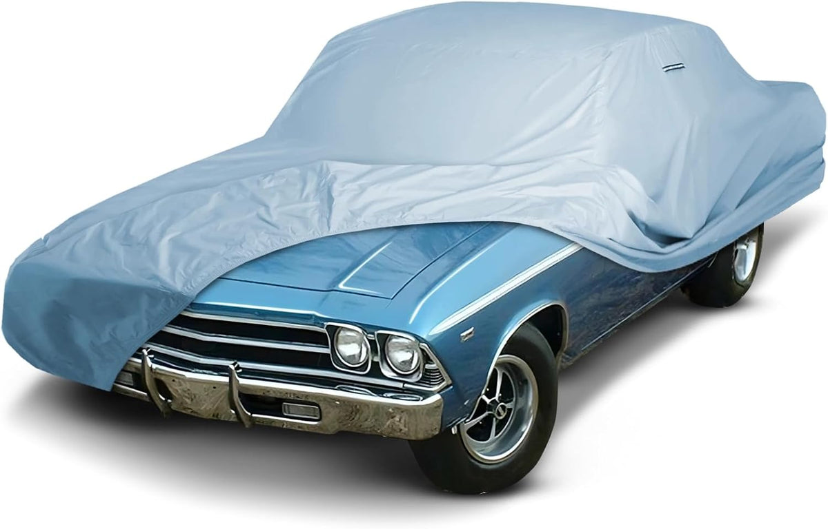 iCarCover Premium Car Cover for 1964-1972 Chevy Chevelle 2-Door, 4-Door Heavy Duty Waterproof All Weather Automobiles Custom Fit Indoor Outdoor UV Snow Protection Covers with Straps and Bag
