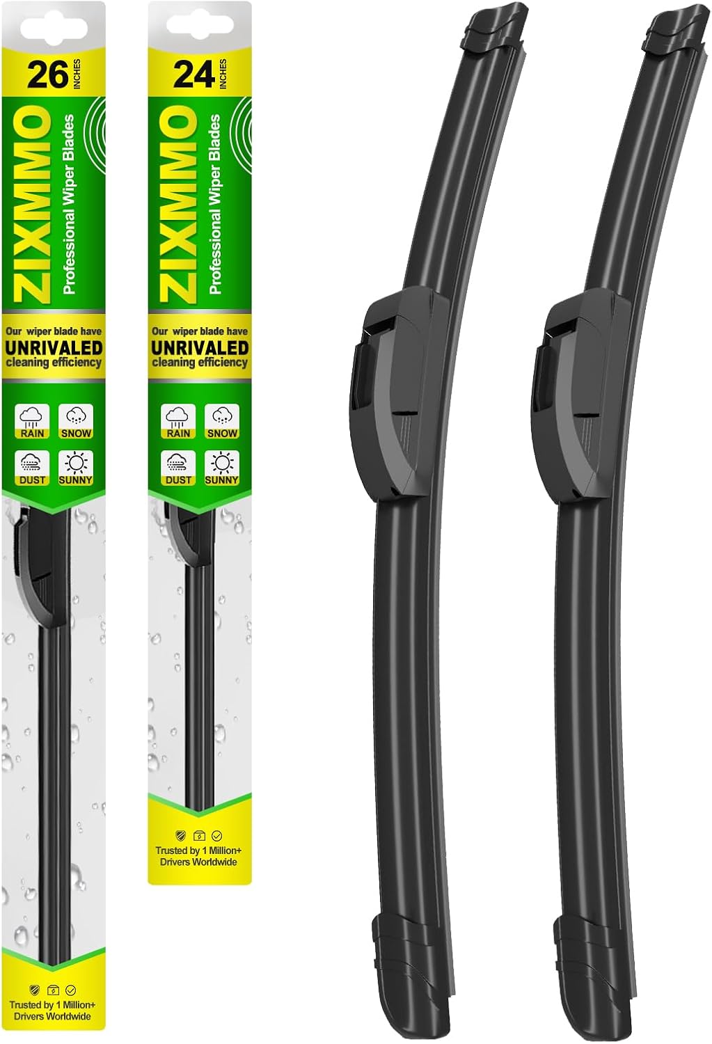 OEM Quality 26in + 24in Premium All-Season Windshield Wiper Blades for Original Equipment Replacement(Set of 2)
