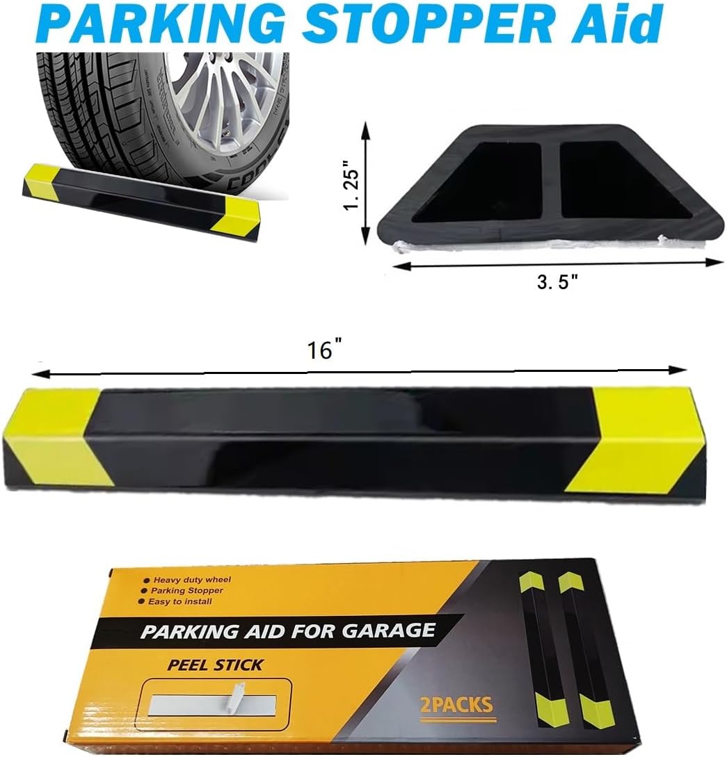 Heavy Duty Parking Aid for Garage, 16" Car Parking Stopper for Garage 1 Pack, Parking Aids Protects Car, Parking Stopper Easy to Install 1 Packs 16" L (1 Pack 16" L x 1.25H)