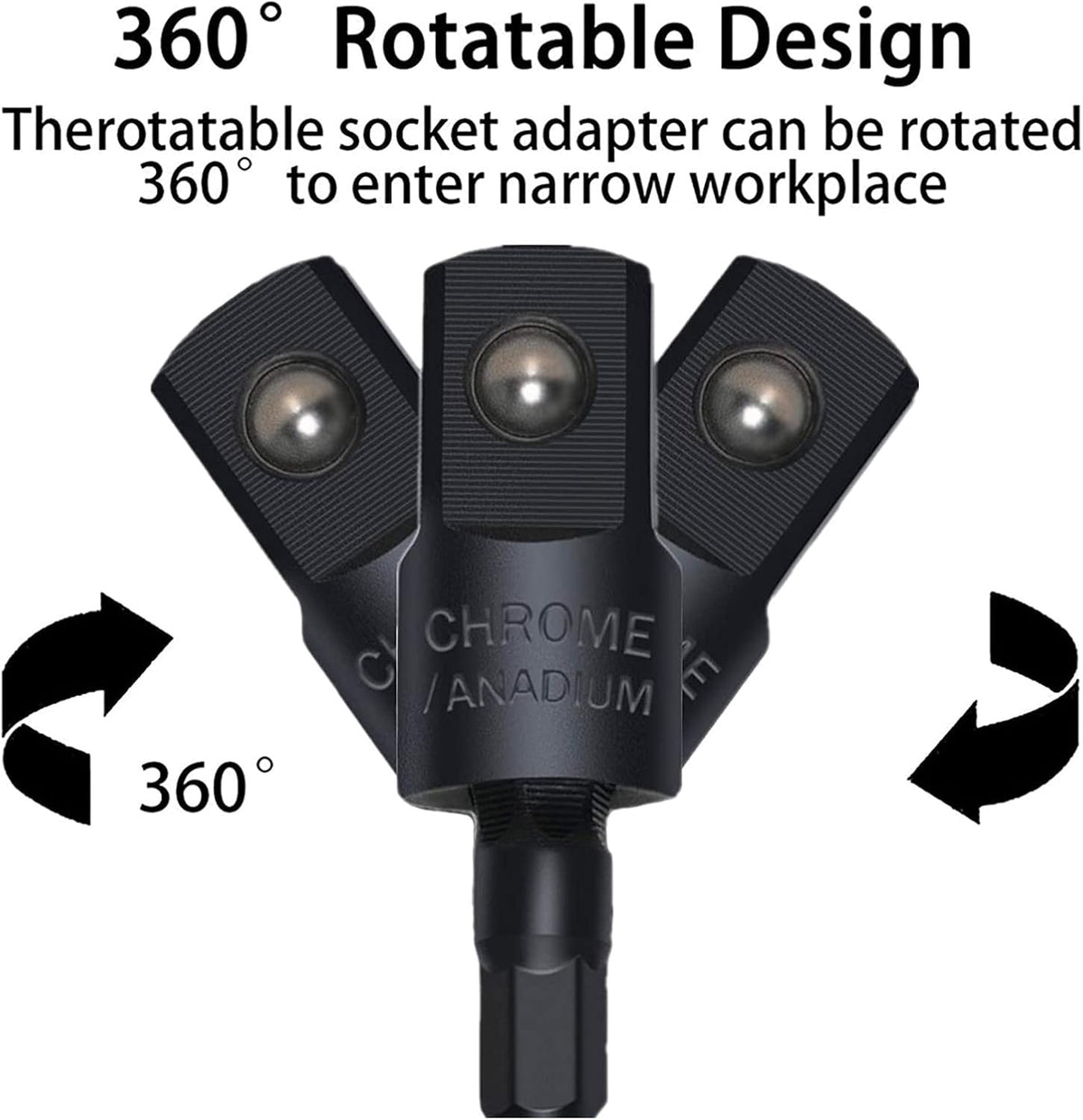 105 Degree Right Angle Drill Adapter Set, 1/4-1/2 Inch Socket Adapters, 4-in-1 Impact Grade Extension Kit with 360° Rotation for Household Workplace Industry
