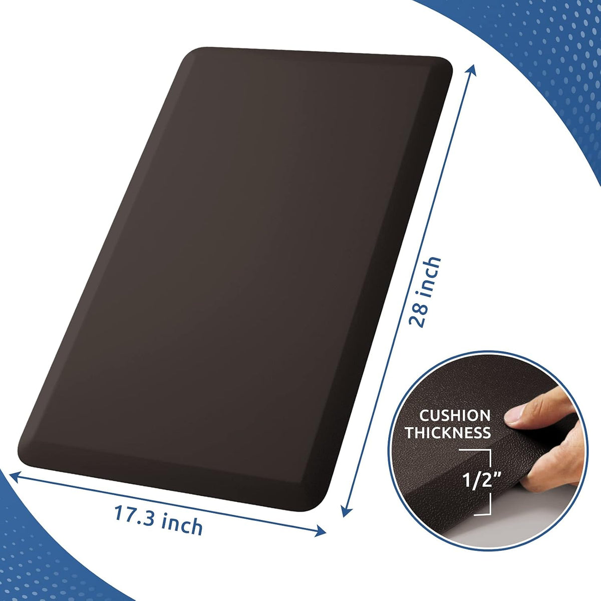KitchenClouds Kitchen Mat Cushioned Anti Fatigue Rug 17.3"x28" Waterproof Non Slip Standing Desk Mat Comfort Floor Mats for Kitchen House Sink Office (Chocolate)