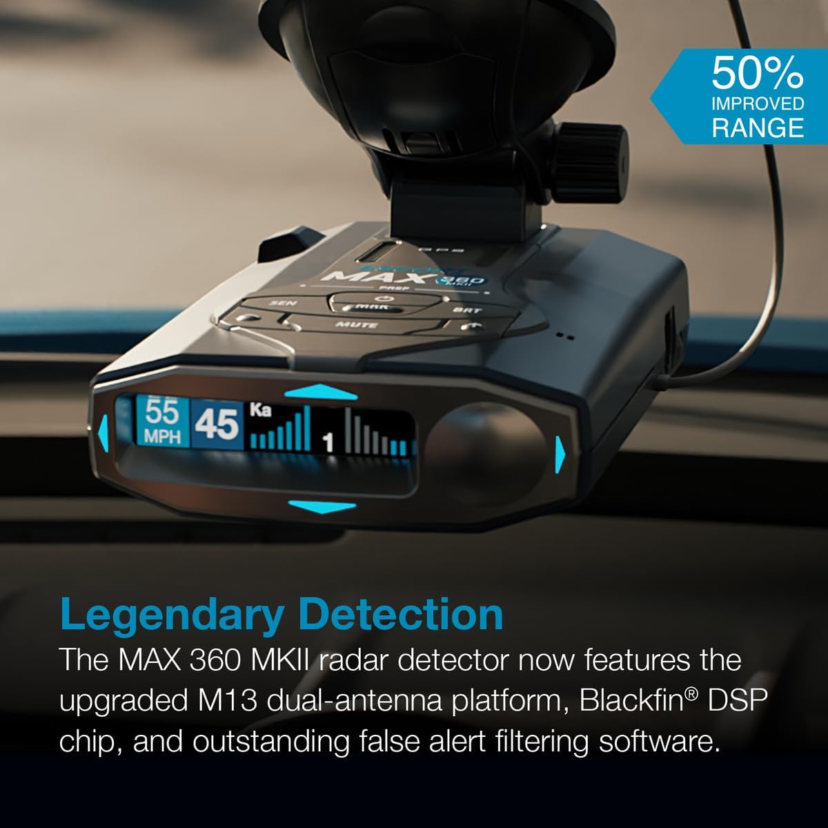 Escort MAX 360 MKII Radar Detector with EZ Mag Mount - Exceptional Range, True 360° Awareness, AutoLearn Intelligence Rejects False Alerts, Sleek Magnetic Mount for Escort Models