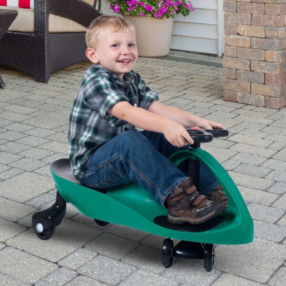 Wiggle Car Ride On Toy - No Batteries, Gears or Pedals - Twist, Swivel, Go - Outdoor Ride Ons for Kids 3 Years and Up by Lil' Rider (Green)