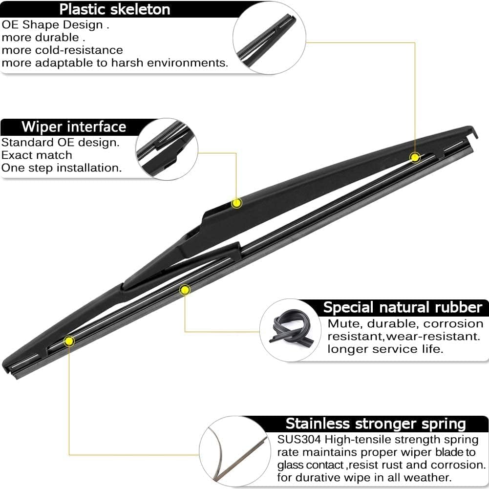 AUTOBOO 24"+20" Windshield Wipers with 11" Rear Wiper Blade Replacement for Kia Sorento 2011 2012 2013 2014 2015, 2010-2019 Kia Soul Soul EV-Original Factory Quality (Pack of 3)