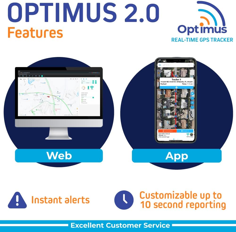Optimus 2.0 GPS Tracker for Vehicles, Assets, People - 4G LTE - Real-Time GPS Tracking Device - Instant Alerts