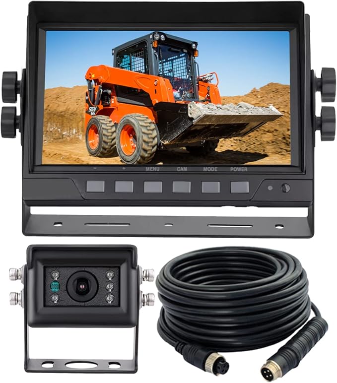 7" 1080P AHD Wired Reverse Rear View Backup Camera System,Guide line,IP69K No Water Leakage Camera, Night Vision, Vibration-Proof 10G for Tractor/Truck/Excavator/Caravan/Skid Steer/Heavy Equipment