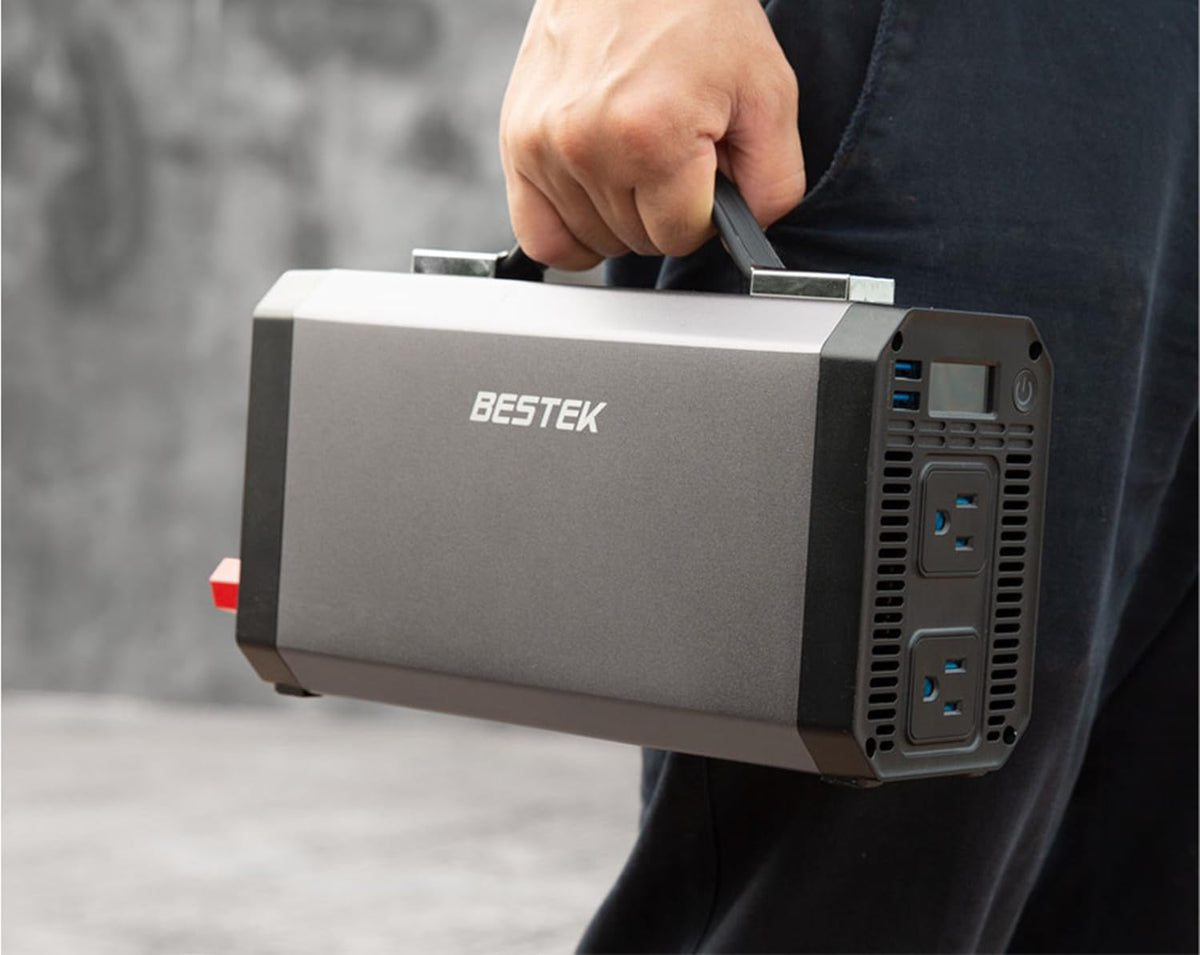 BESTEK Pure Sine Wave Power Inverter - 1000W Car Inverter DC 12V to 110V AC - Car Charger Adapter Outlet with 4.8A Dual USB Charging Ports - Digital LCD Display - Aluminum Housing - Rubber Handle