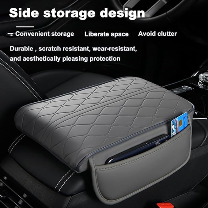 Center Console Armrest Cover Compatible with GMC Sierra1500/2500/3500 2019 2020 2021 2022 2023 2024 Leather Car Armrest Cushion Pad Protector Black Interior Accessories,Beige