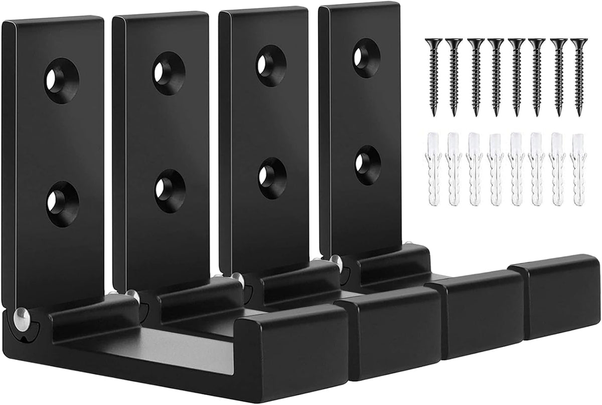 OHIYO Folding Coat Hooks 4pcs Foldable Hook Wall Mounted for Hanging Coat, Jacket, Towel Heavy Duty Wall Hooks Aluminum Alloy Fold up Hooks Headphones Holder Bearing Load 33lb (Black)