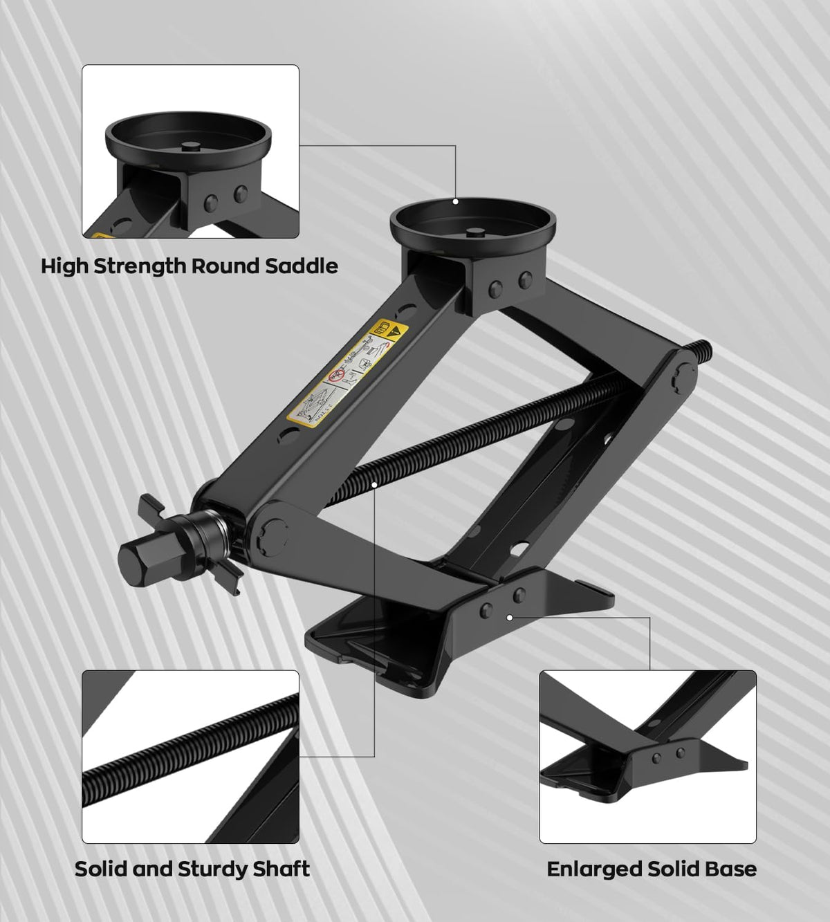 Car Jack Kit 2.5 Ton Scissor Jack with Ratchet Wrench, Tire Changing Kit Compatible with Various Circular Jack Pads