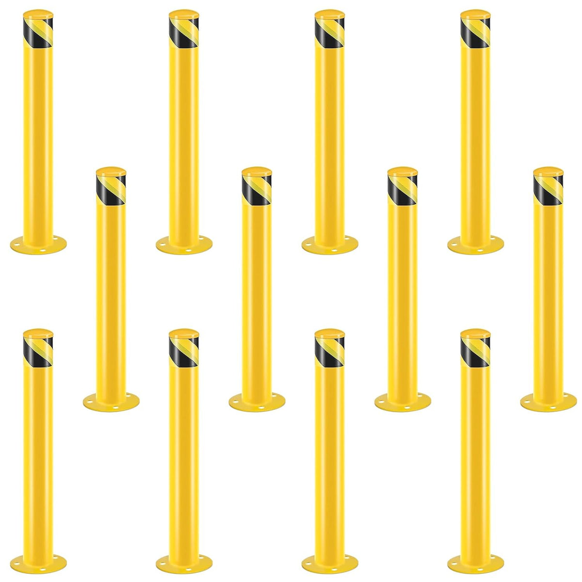 Safety Bollard Post, Steel Bollards,Parking Bollard, Yellow Powder Coated Safety Parking Barrier Post, for Traffic Sensitive Areas (12, 36"H*3"D)