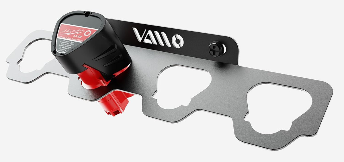 VAIIO Compatible Milwaukee M12 12V Battery Rack Holder, Wrought Iron Heavy Duty Thickened Batteries Slots, Stealth Battery Wall Mount Organizer Garage Storage,Workshops,Shelves,Case New Battery Dock