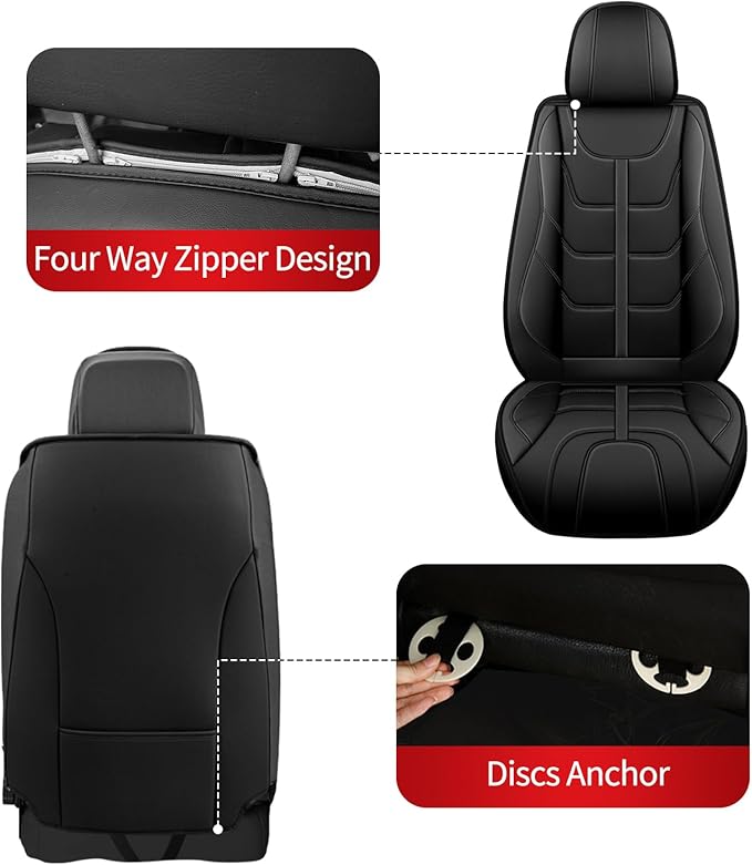TTX LIGHTING Car Seat Covers fit for Subaru Forester 2007-2026 Front Seat: Premium Leather Automotive Seat Cover with Airbag Compatible Waterproof (2 Seats, Black)