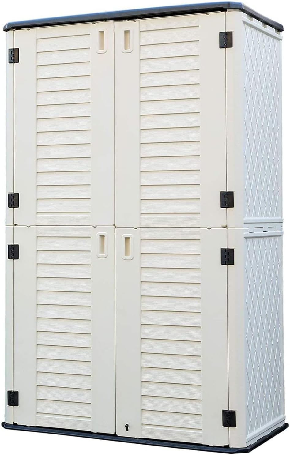 HOMSPARK Storage Shed Weather Resistance, Multi-Purpose Outdoor Storage Cabinet for Backyards and Patios, Vertical Storage Shed for Lawnmower, Patio Accessories (White 1, Tall - 53 cu.ft)