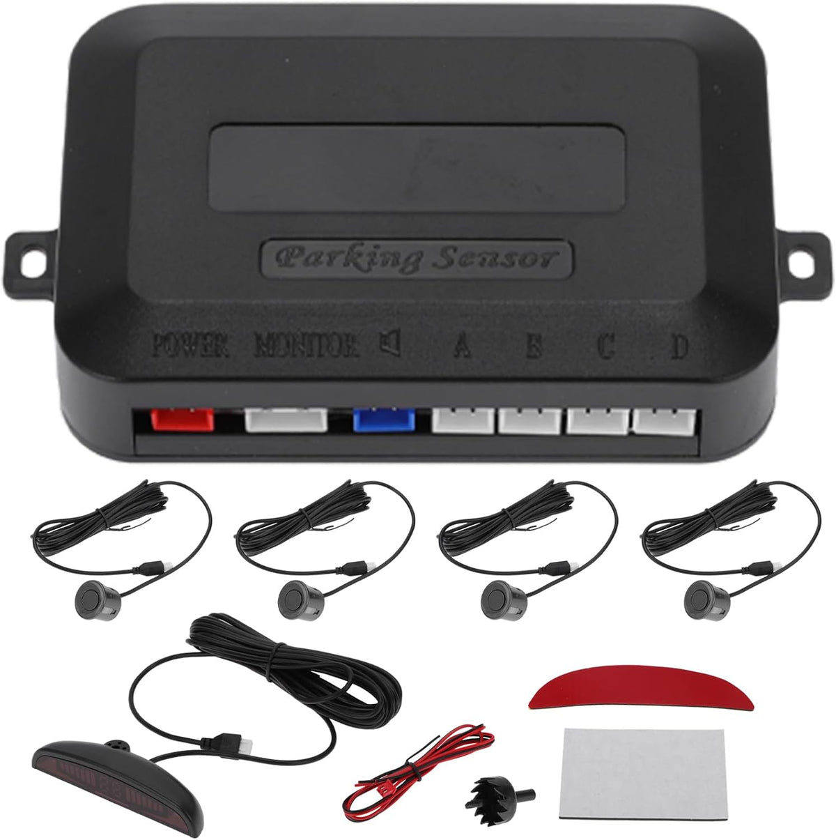 Motoforti Universal Car Auto Vehicle Reverse Backup Radar System Reverse Parking Sensors Alarm Buzzer Reminder Distance Detection Gray 4Parking Sensors