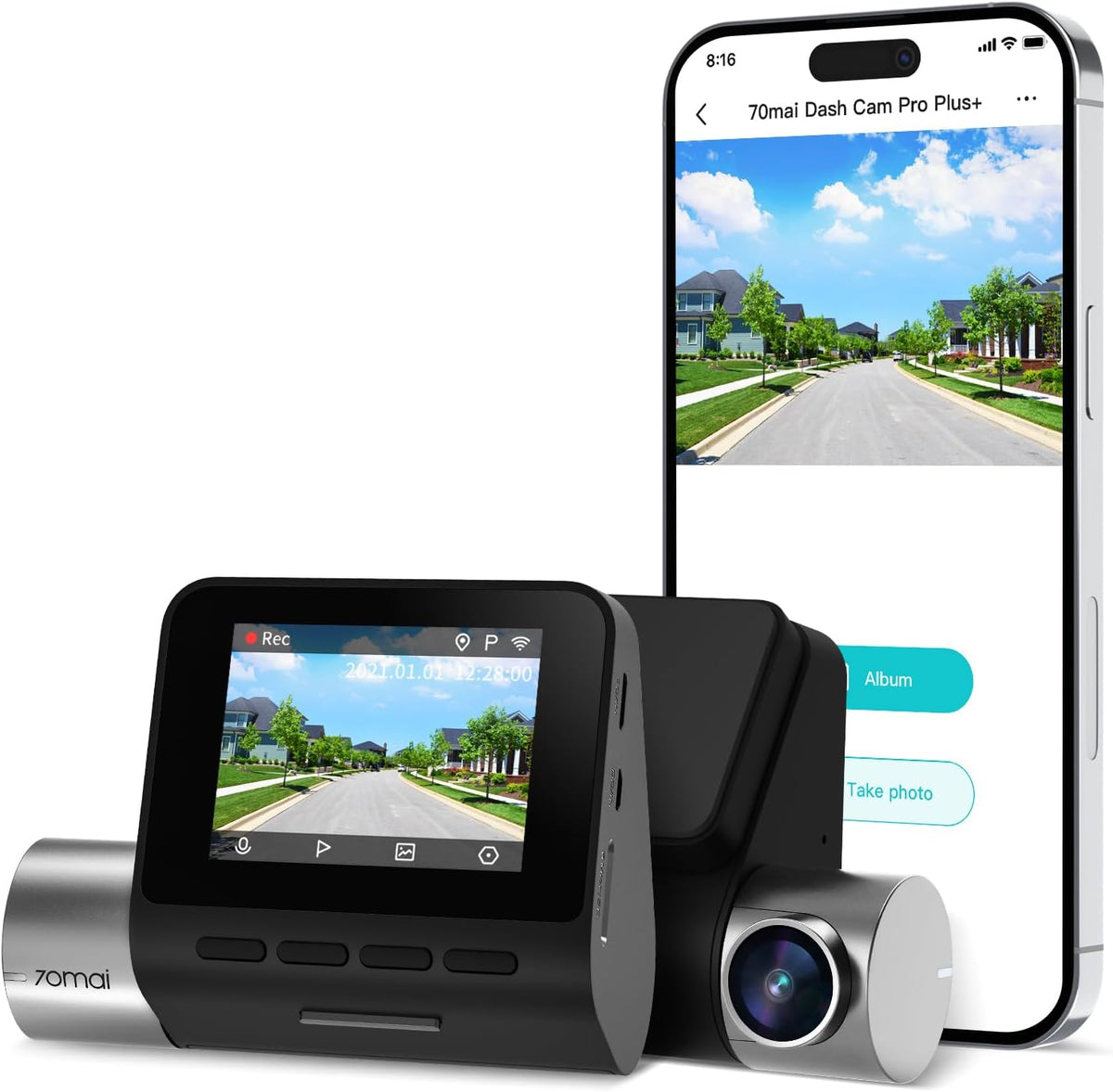 70mai 2.7K Dash Cam Front A500S, 1944P Dash Camera for Cars with Sony IMX335, Dashcam Built-in WiFi GPS, Optional Rear Dashcam, ADAS, 2'' IPS LCD Screen, 24H Parking Mode, WDR, Super Night Vision