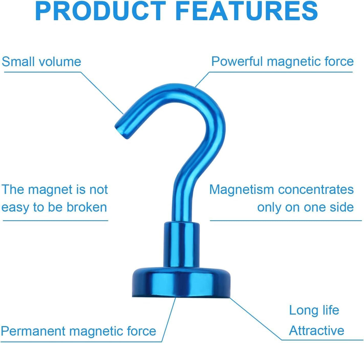 DIYMAG Magnetic Hooks, 30Lbs Strong Heavy Duty Cruise Magnet S-Hooks for Classroom, Fridge, Hanging, Cabins, Grill, Kitchen, Garage, Workplace and Office Etc, (20 Pack-Blue)