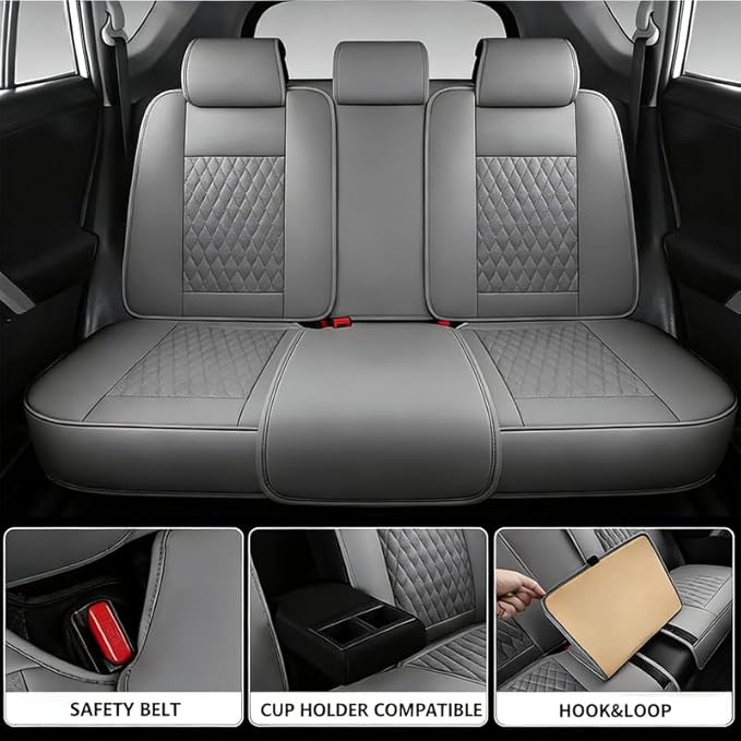 Car Seat Covers Full Set Custom Fit for Chevrolet/Chevy Spark 2012-2022 - Premium Faux Leather with Lumbar Support | Breathable, Waterproof, Anti-Slip, Durable (Gray,Full Set)