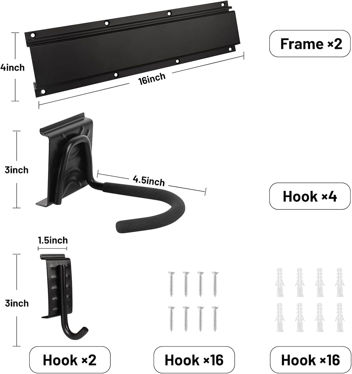 Bike Storage Rack Wall Mount Garage Hanger for 3 Bicycles & 2 Helmets, Adjustable Bike Rack Holds Up to 200Lbs