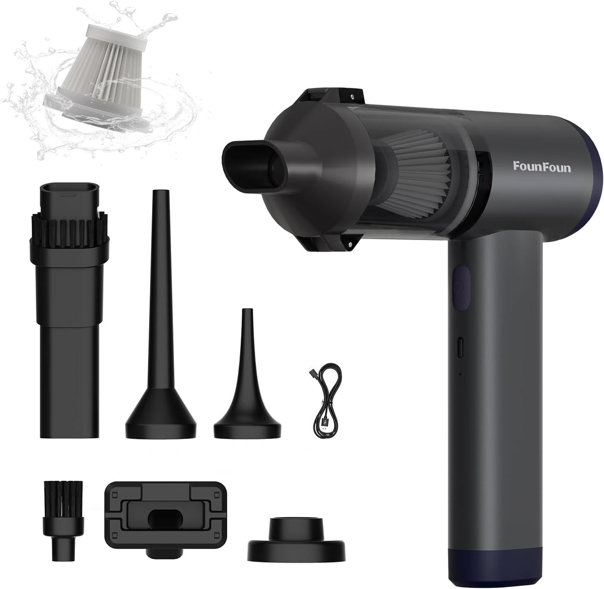 Car Vacuum Portable Cordless, Mini Handheld Vacuum Cleaner for Pet Hair/Car/Home, Suction & Blow 2 in 1, 22KPa High Power, 6000mAh, Small Lightweight Gadget, Type-C Rechargeable.