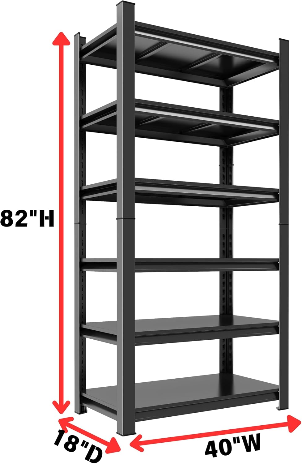 Metal Garage Shelving Unit, Heavy Duty 6-Tier Adjustable Storage Rack, Steel Shelving, 3500 lbs Capacity, Industrial Shelves for Heavy Tools and Equipment (6-Tier 82" H x 40" W x 18" D)
