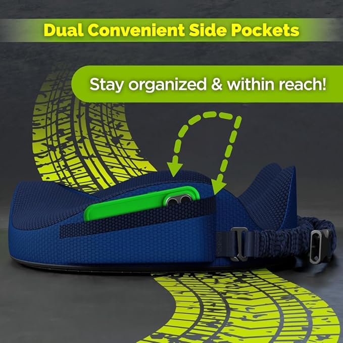 Large Truck Seat Cushion for Truck Driver Seat Cushion - Upgraded Back Support, CertiPUR-US® Certified - Thick Memory Foam, Pain Relief for Hours of Driving, Trucker Approved Big Rig - Navy