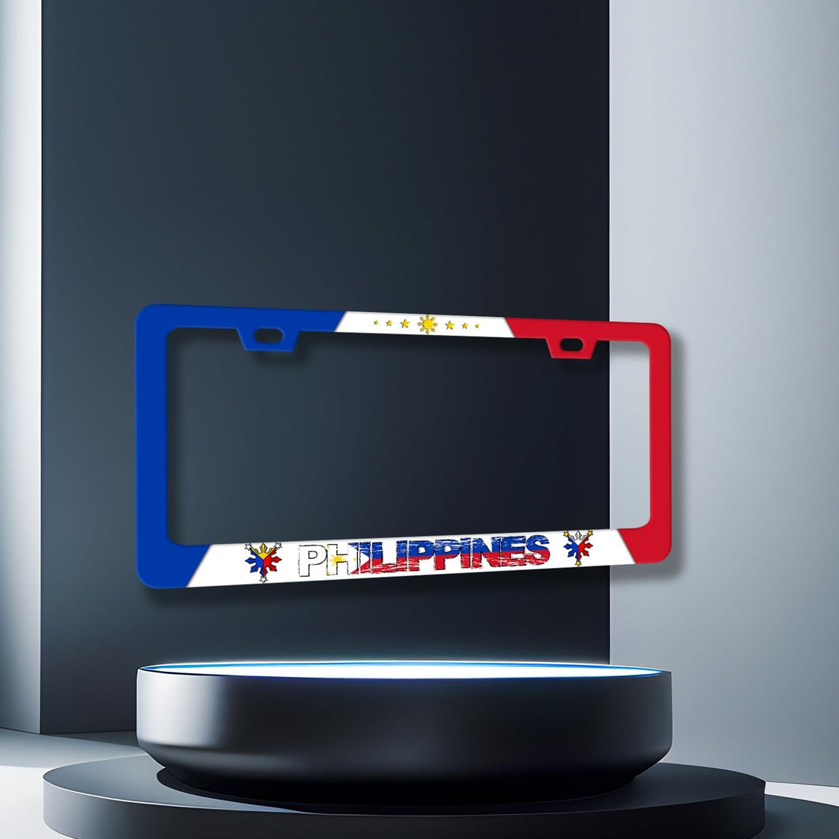 Philippine Flag License Plate Frame Philippines License Plate Stainless Steel Flag Funny Accessories Cars Decor 12.2 X 6.2 Inch with 2 Holes and Screws Fits Standard Us Ca Vehicles