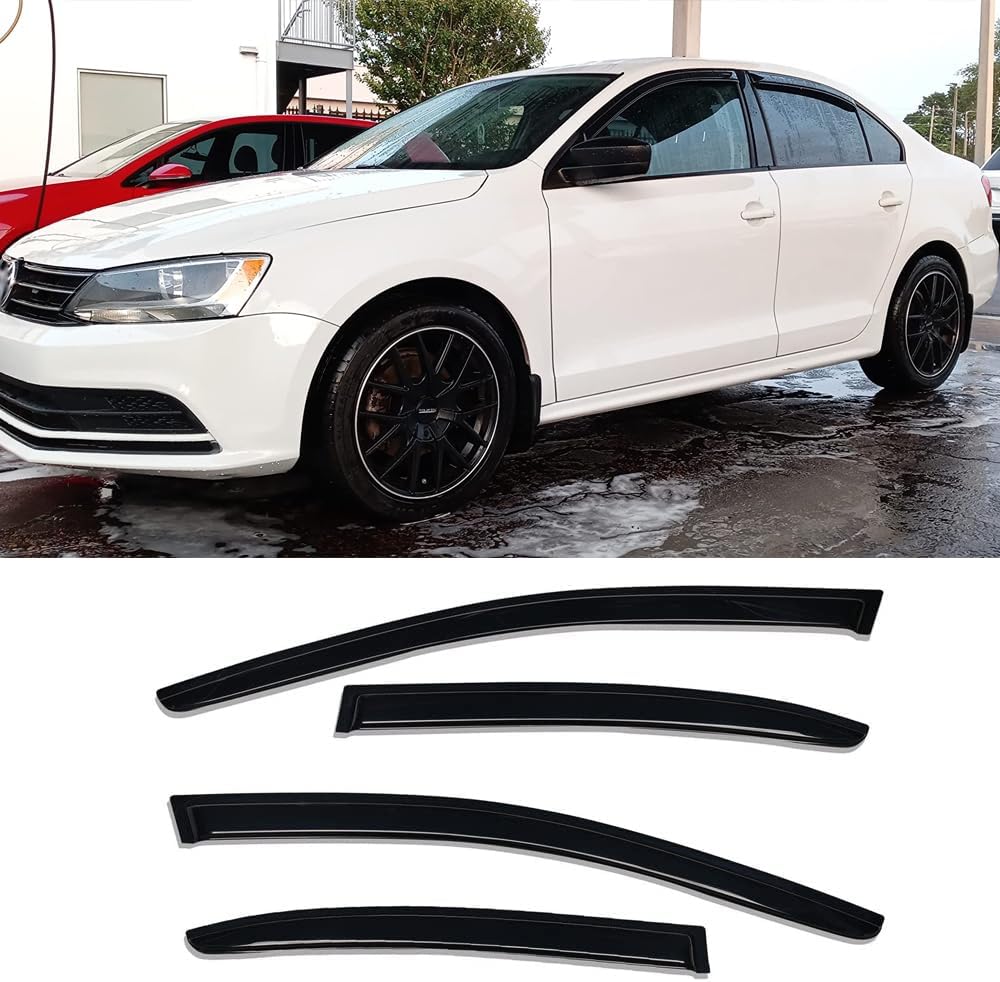 94985 Sunproof Waterproof Side Window Wind Deflector, 4pcs Protective Replacements Rain Guards Set, Window Visor fit for 2011-2018 Jetta