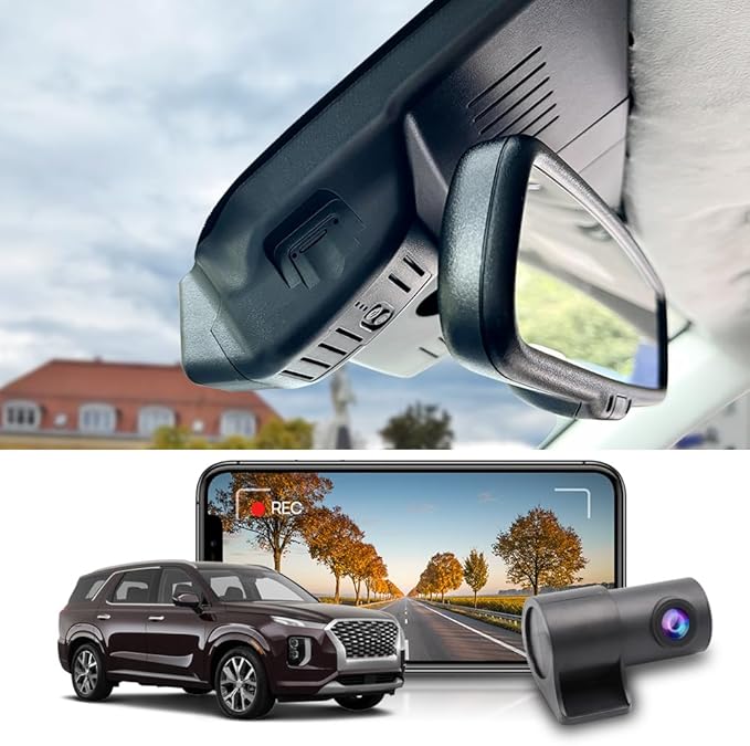 Fitcamx Front 4K+Rear 1080P Dash Cam Adapts for Hyundai Palisade 2020 2021 2022 Limited SE SEL Calligraphy (Part No#S8000), OEM Look, Dual Loop Recording, WiFi & APP, G-Sensor, Easy to Use, 128GB Card