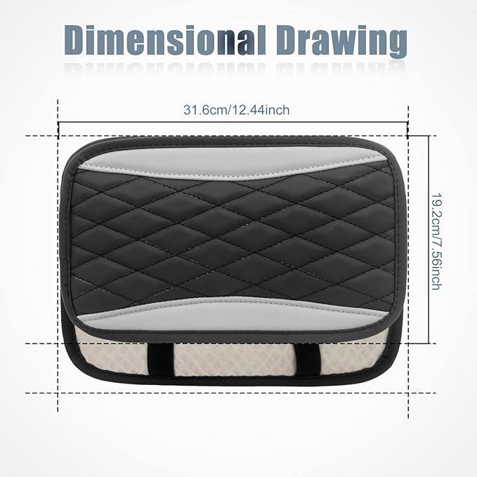 Car Center Console Cover, Universal Leather Waterproof Armrest Seat Box Cover Protector, Comfortable Car Decor Accessories Fit for Most Cars, Vehicles, SUVs-Gray