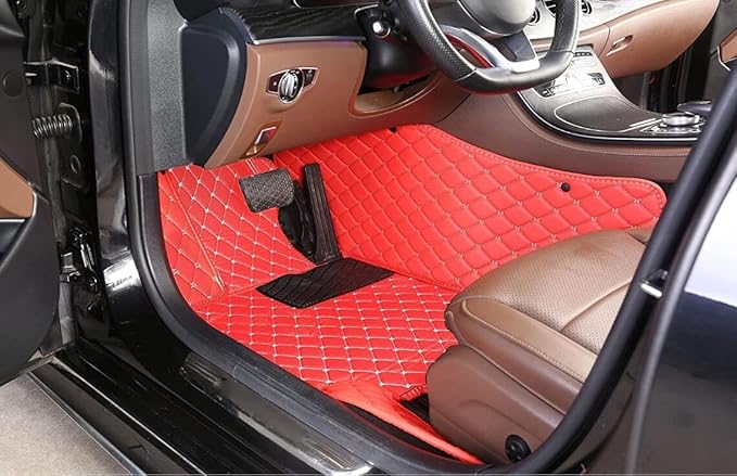 Custome Car Mats Accessories All Weather Floor mats Compatible with Automotive Floor Mats Passenger car mats (Orange Black)