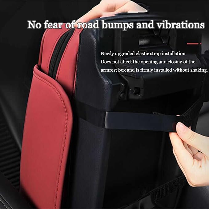 Car Center Console Cover for Toyota Highlander 3.Generation 2013-2020, Leather Car Arm Rest Cover, Car Armrest Cushion with 2 Storage Bags Car Center Console Armrest Pad, D Brown